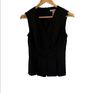BANANA REPUBLIC Black Pleated Bottom V Neck Sleeveless Wide Strap Top 0